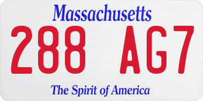 MA license plate 288AG7
