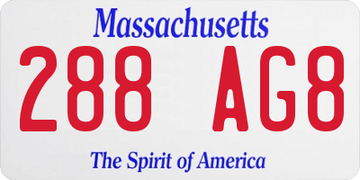 MA license plate 288AG8