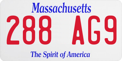 MA license plate 288AG9