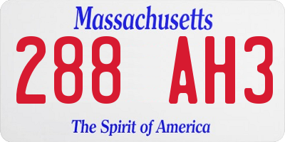 MA license plate 288AH3