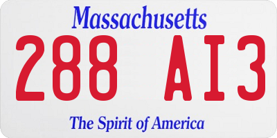 MA license plate 288AI3