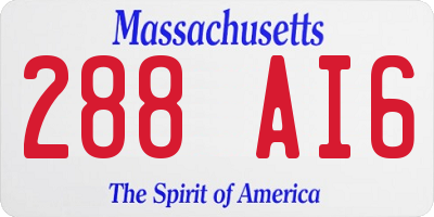 MA license plate 288AI6