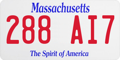 MA license plate 288AI7