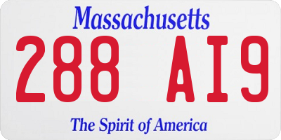 MA license plate 288AI9