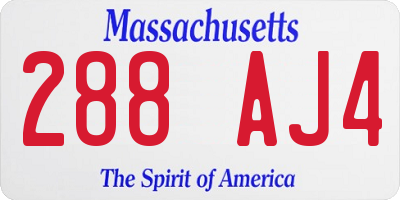 MA license plate 288AJ4