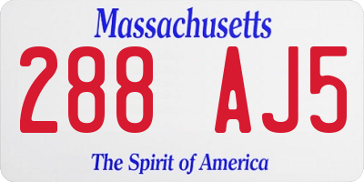 MA license plate 288AJ5