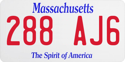 MA license plate 288AJ6