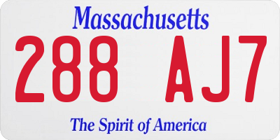 MA license plate 288AJ7