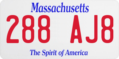 MA license plate 288AJ8