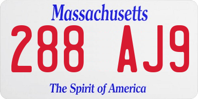 MA license plate 288AJ9
