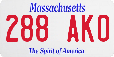 MA license plate 288AK0