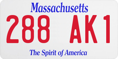 MA license plate 288AK1