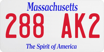 MA license plate 288AK2