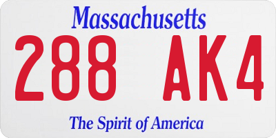 MA license plate 288AK4