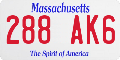 MA license plate 288AK6