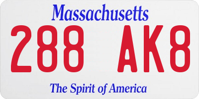 MA license plate 288AK8