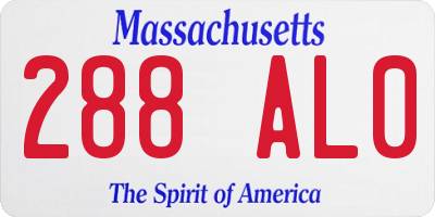 MA license plate 288AL0