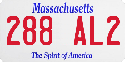 MA license plate 288AL2