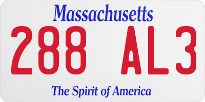 MA license plate 288AL3