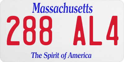 MA license plate 288AL4