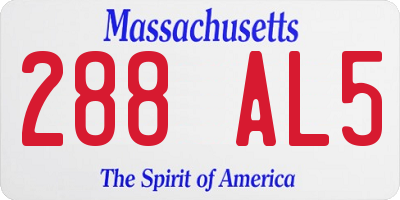 MA license plate 288AL5
