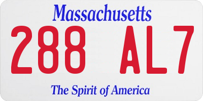 MA license plate 288AL7