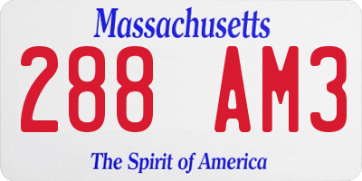MA license plate 288AM3