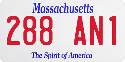 MA license plate 288AN1