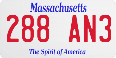 MA license plate 288AN3