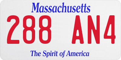 MA license plate 288AN4