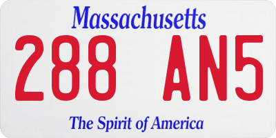 MA license plate 288AN5