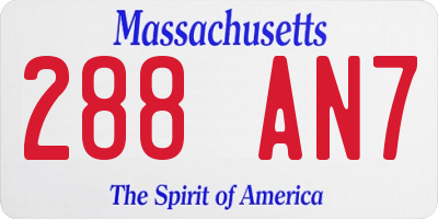 MA license plate 288AN7