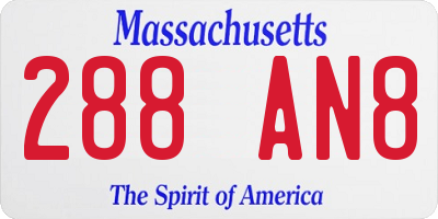 MA license plate 288AN8