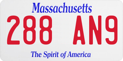 MA license plate 288AN9
