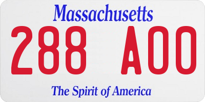 MA license plate 288AO0
