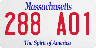 MA license plate 288AO1