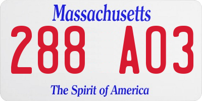 MA license plate 288AO3