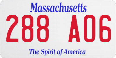 MA license plate 288AO6