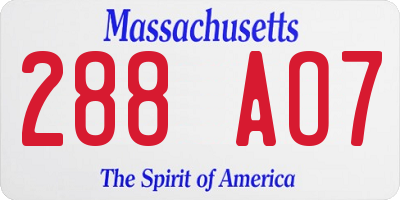 MA license plate 288AO7