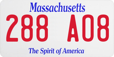 MA license plate 288AO8
