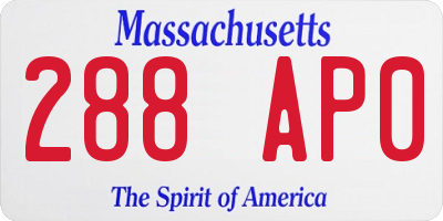 MA license plate 288AP0