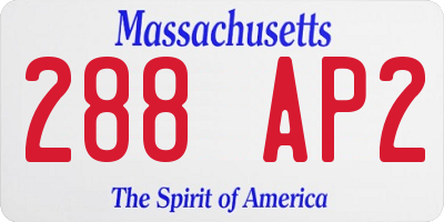 MA license plate 288AP2