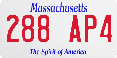 MA license plate 288AP4