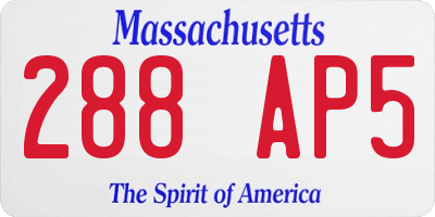MA license plate 288AP5