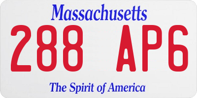 MA license plate 288AP6