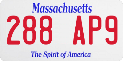 MA license plate 288AP9