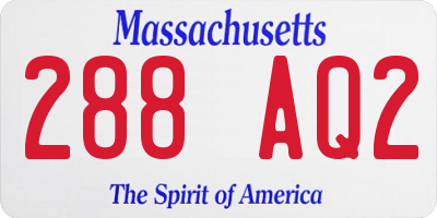 MA license plate 288AQ2
