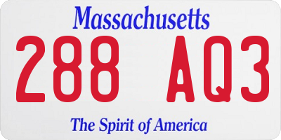 MA license plate 288AQ3
