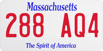 MA license plate 288AQ4