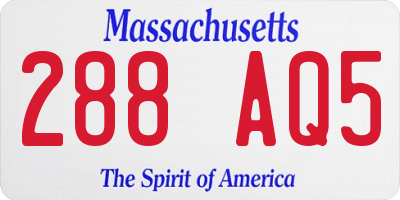 MA license plate 288AQ5